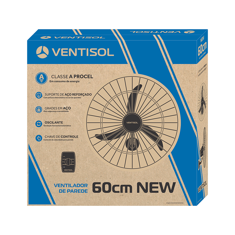 Ventilador de Parede Preto 60cm New 147W Ventisol – Ventisol